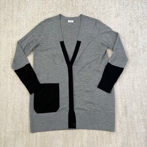 Nordstrom Akris Punto Wool Cardigan Sweater Gray Black 12